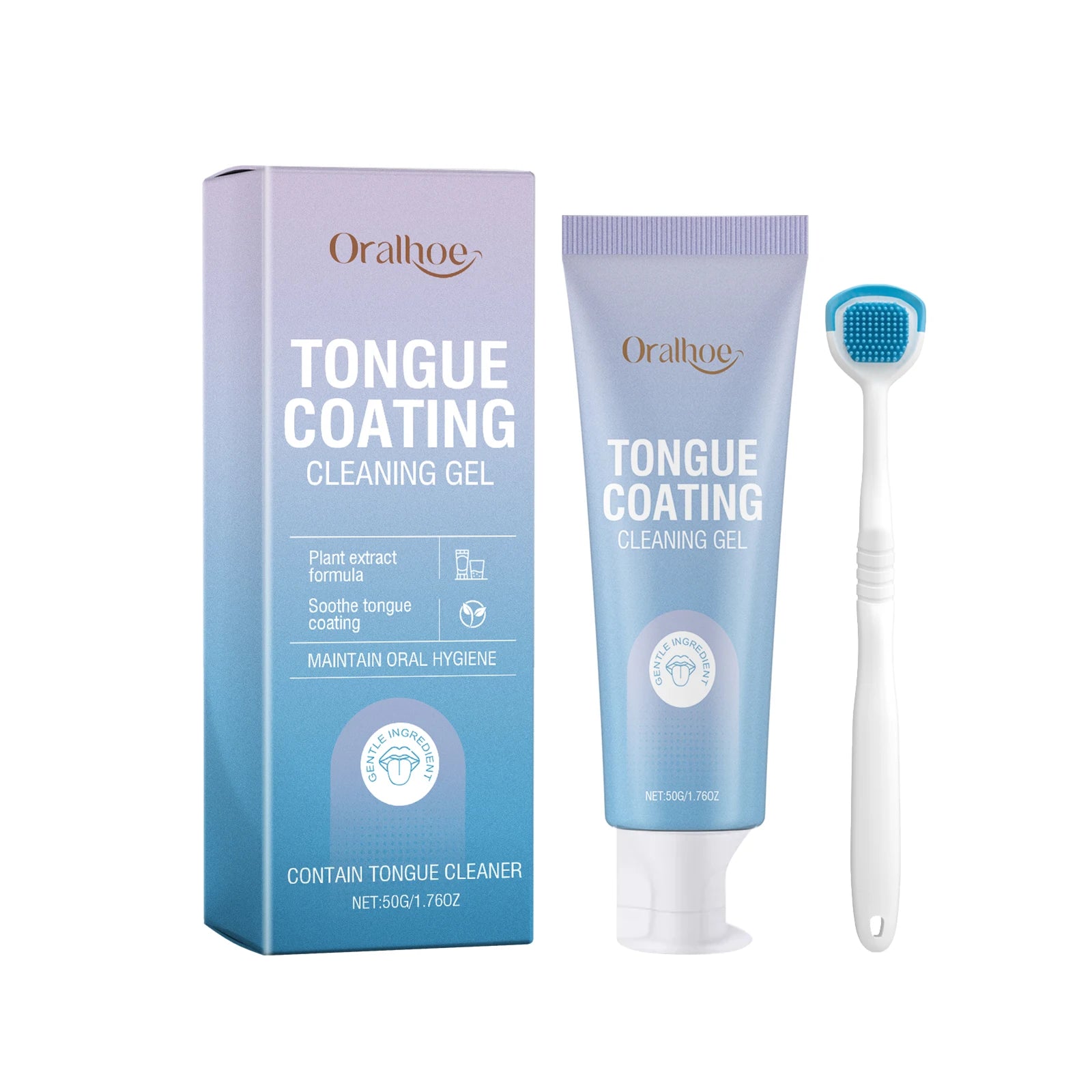 Tongue Cleaning Gel and Brush Kit for Fresh Breath - 6
