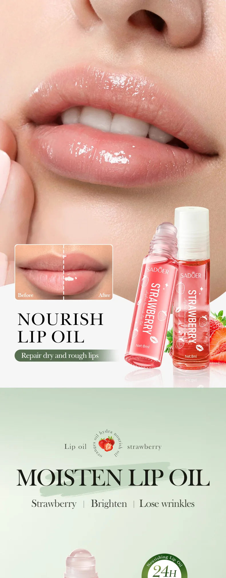Sadoer Fruit Essence Lip Oil Moisturizing Lip Gloss Hydrating Care