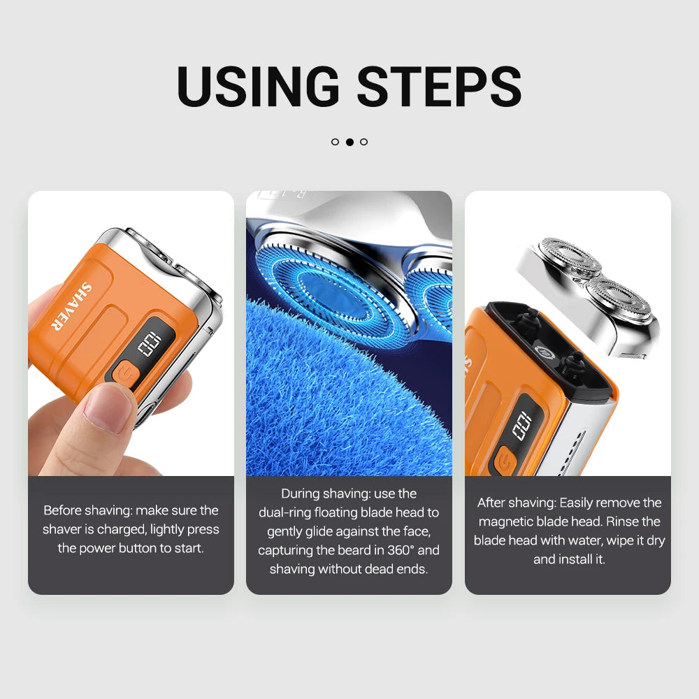 Portable Mini Electric Shaver with Digital Display - 15