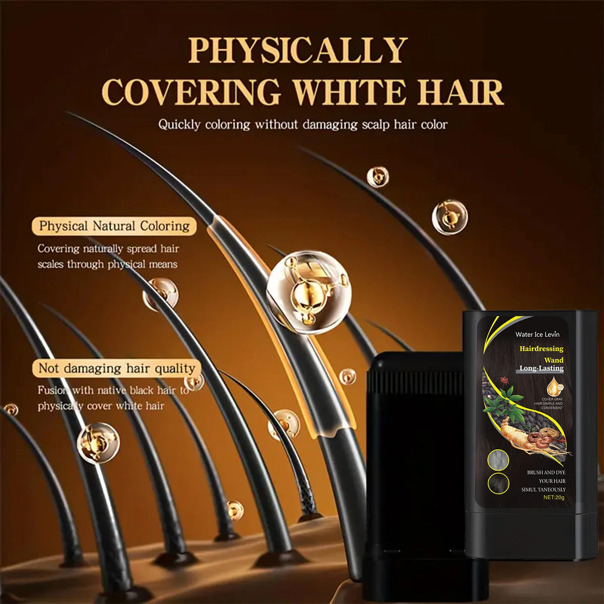 Water Ice Levin Hair Dye Stick Instant Gray Root Cover Up Pen