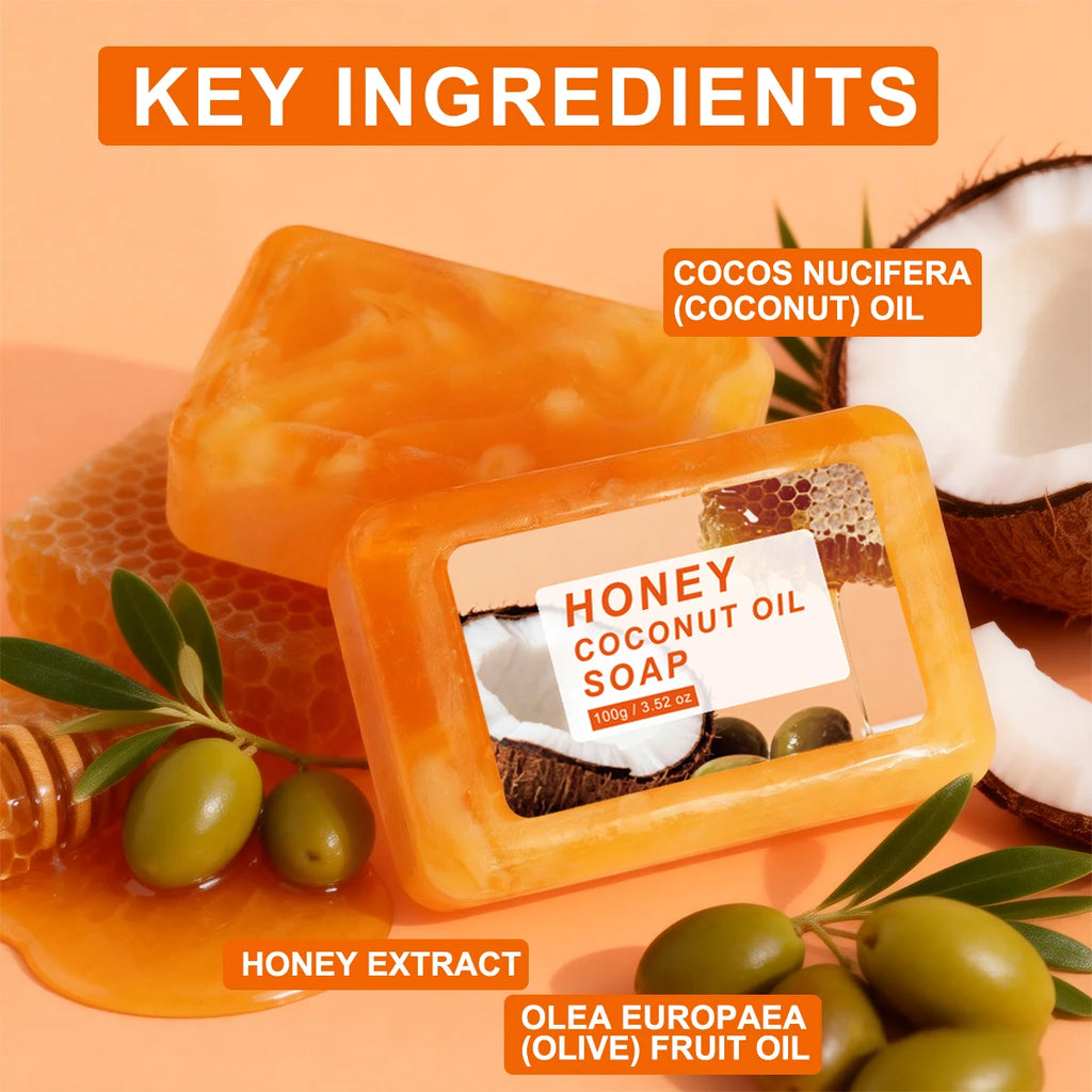 Honey Coconut Oil Soap Natural Cleansing Moisturizing Bar for Face Body