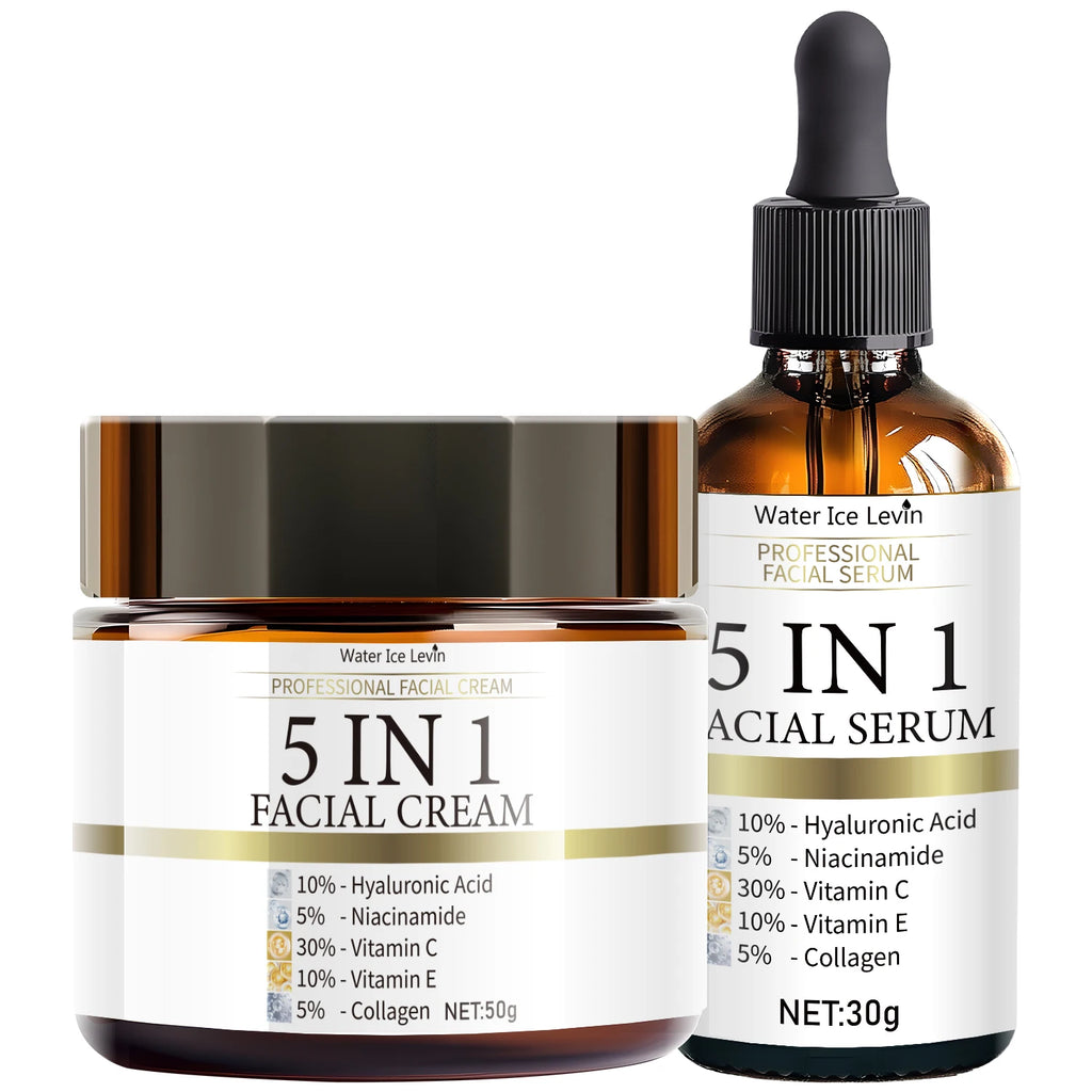 5-in-1 Facial Skincare Set Brightening Serum and Hydration Cream