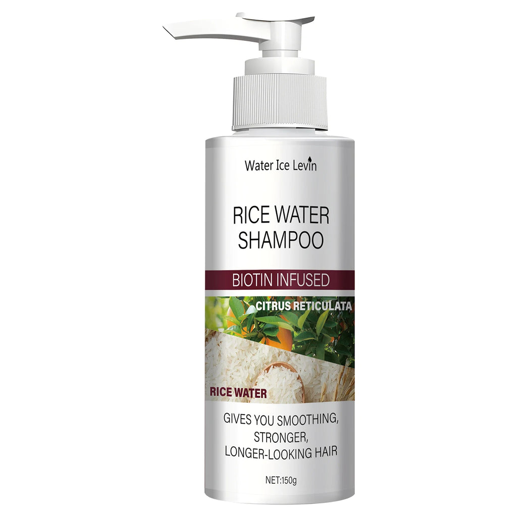 Rice Water Shampoo with Biotin and Keratin for Hair Strengthening