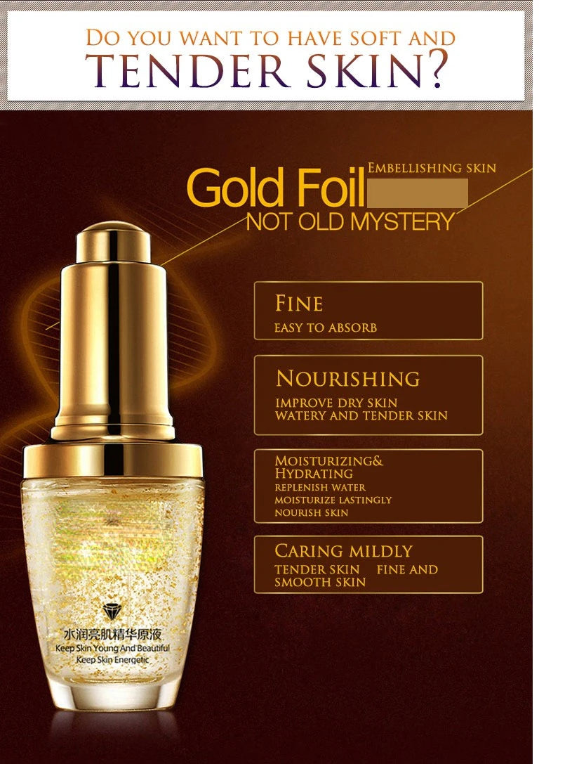 BIOAQUA 24K Gold Face Serum Anti Aging Hyaluronic Acid Skin Moisturizer - 13