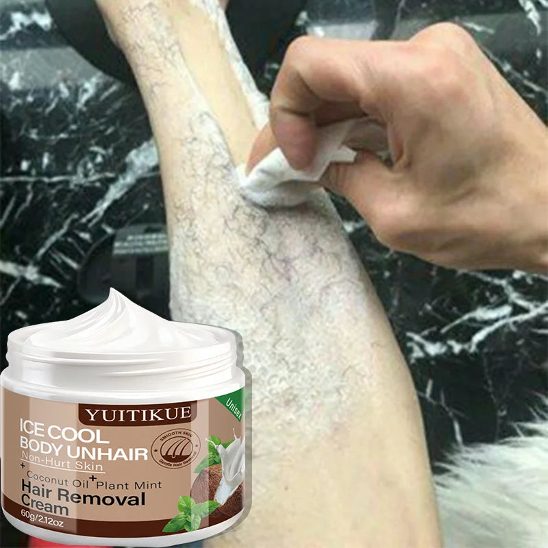 Ice Cool Body Hair Removal Cream 60g Coconut Oil and Mint