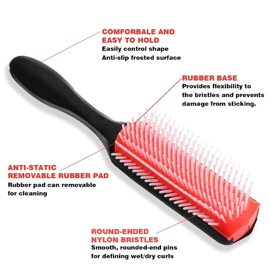 5 Piece Hair Detangling Comb and Styling Brush Set for Curly Hair