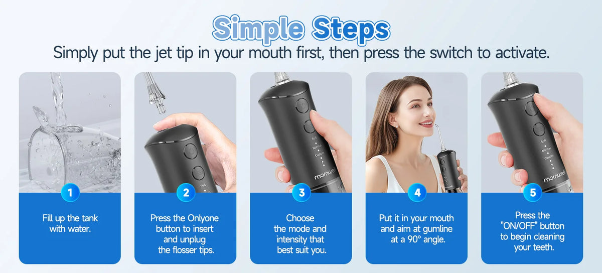 Portable Rechargeable Water Flosser for Teeth Cleaning