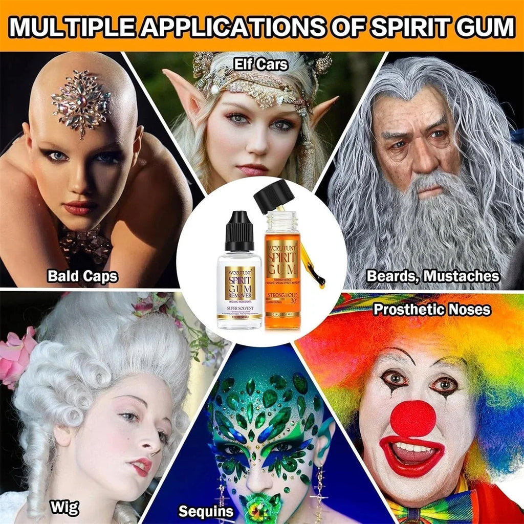 Spirit Gum Adhesive Remover and Lace Wig Glue Set for SFX and Cosplay
