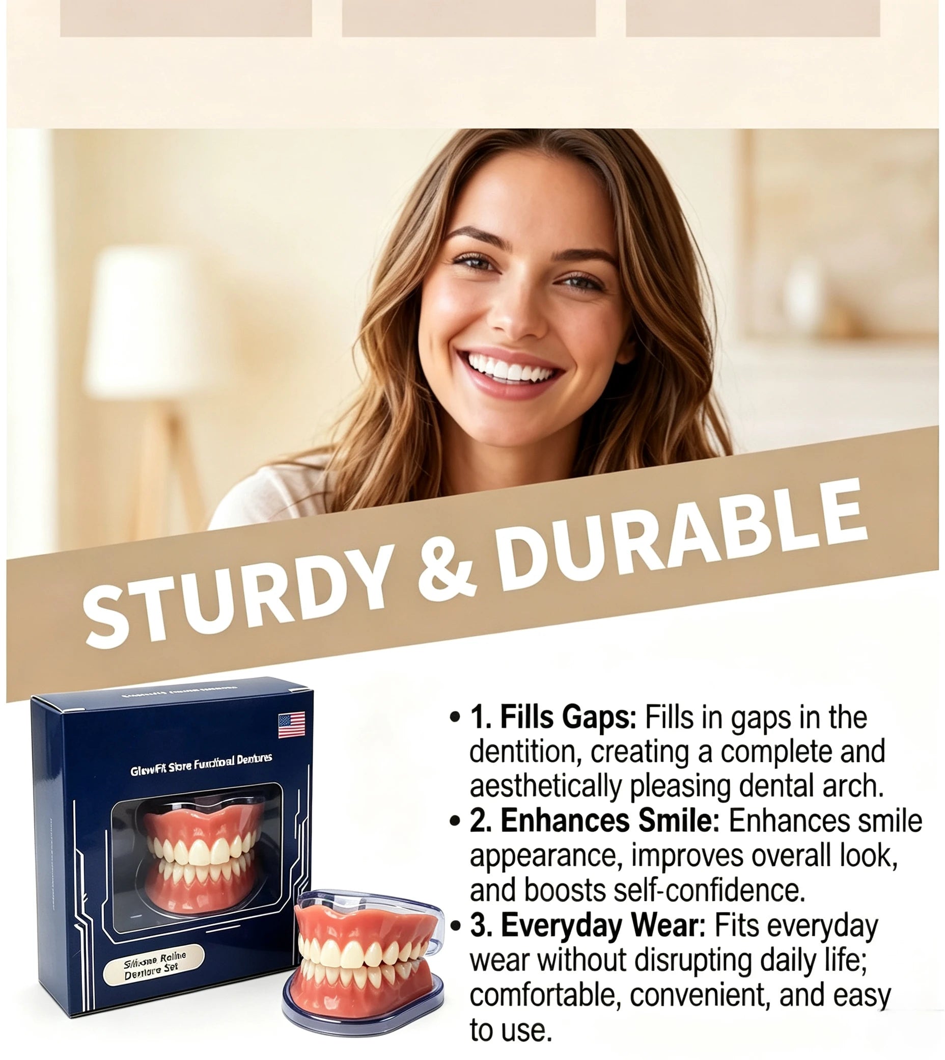 Instant Smile Cosmetic Dentures for Full Mouth - 6