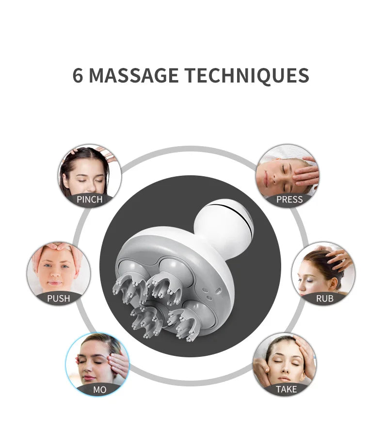 Electric Cordless Scalp Massager for Stress Relief and Hair Growth