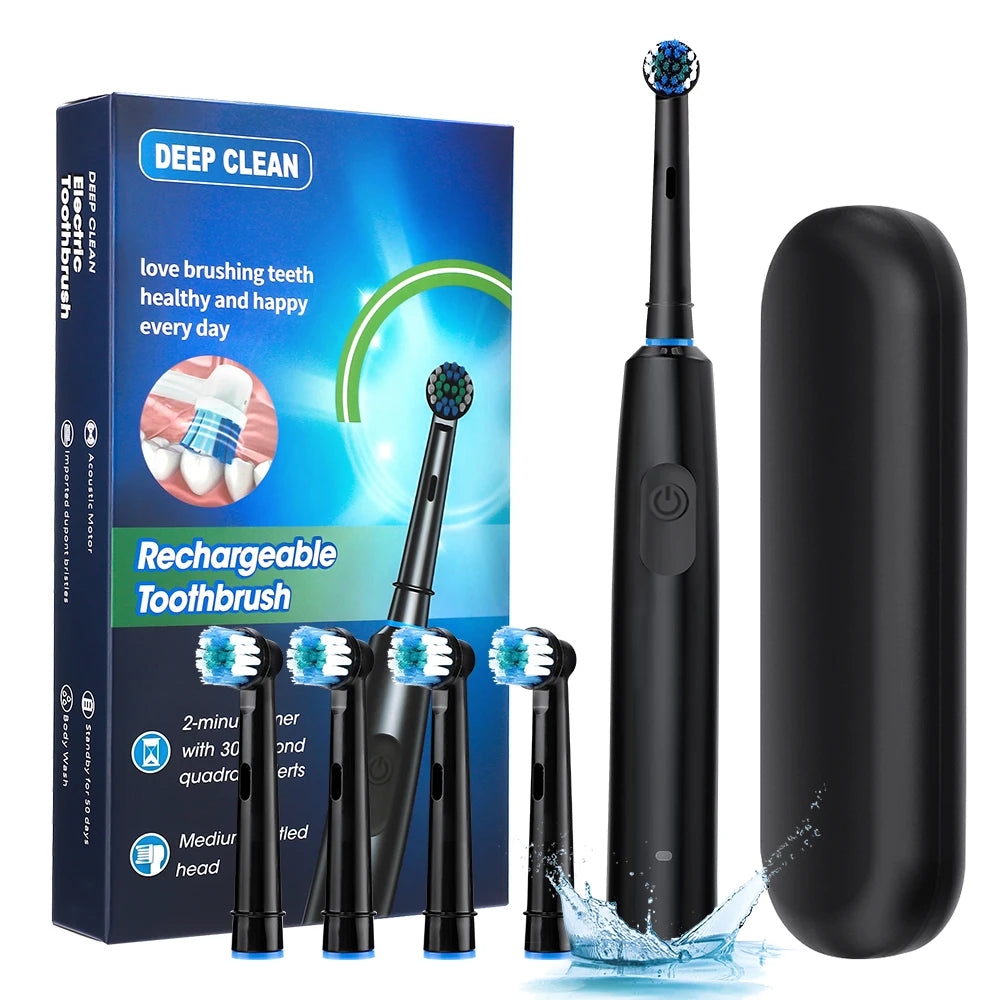 Rechargeable Rotating Electric Toothbrush with 4 Replacement Heads - 1