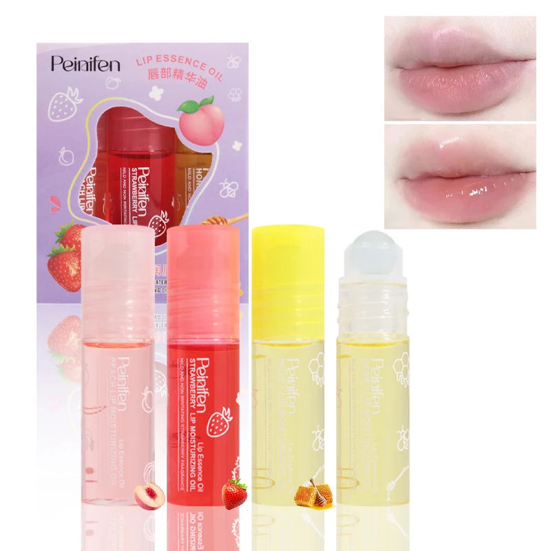 3 Pack Fruity Lip Oil Set Moisturizing Gloss and Hydrating Lip Balm