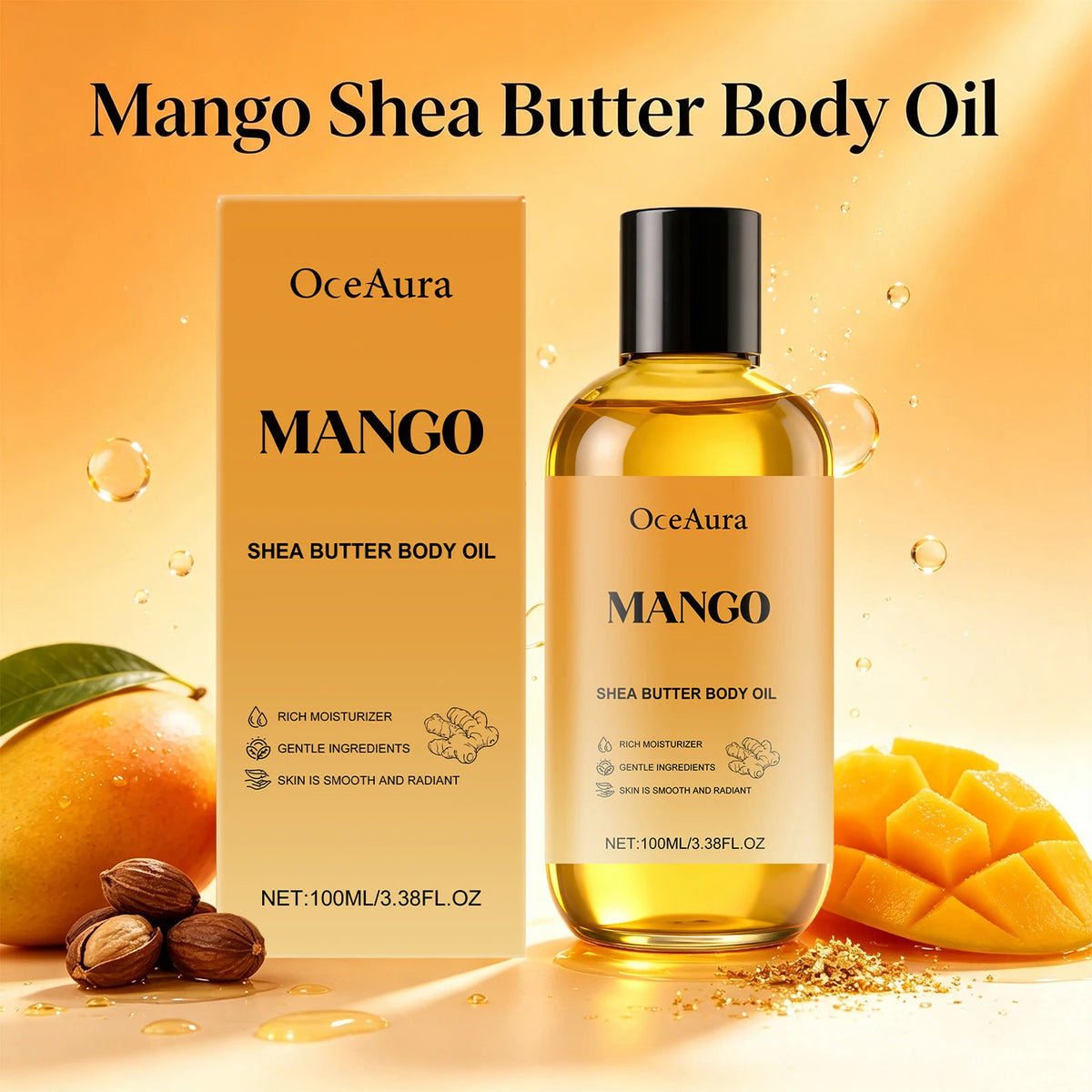 Mango Shea Butter Moisturizing Body Oil for Dry Skin