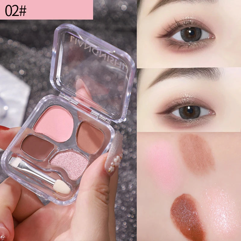 4 Color Eyeshadow Palette Waterproof Glitter Eye Makeup - 11