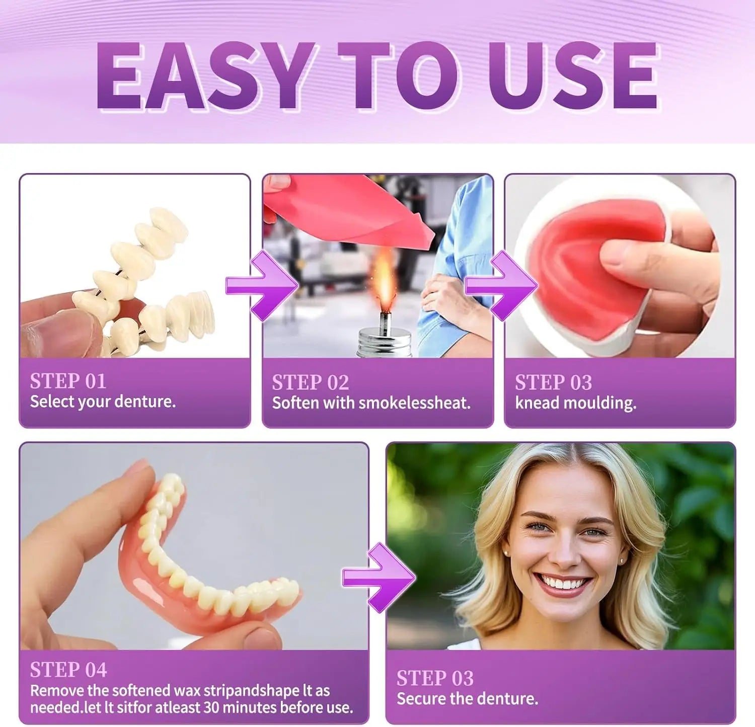 Adjustable Cosmetic Silicone Dentures for Smile Enhancement - 5