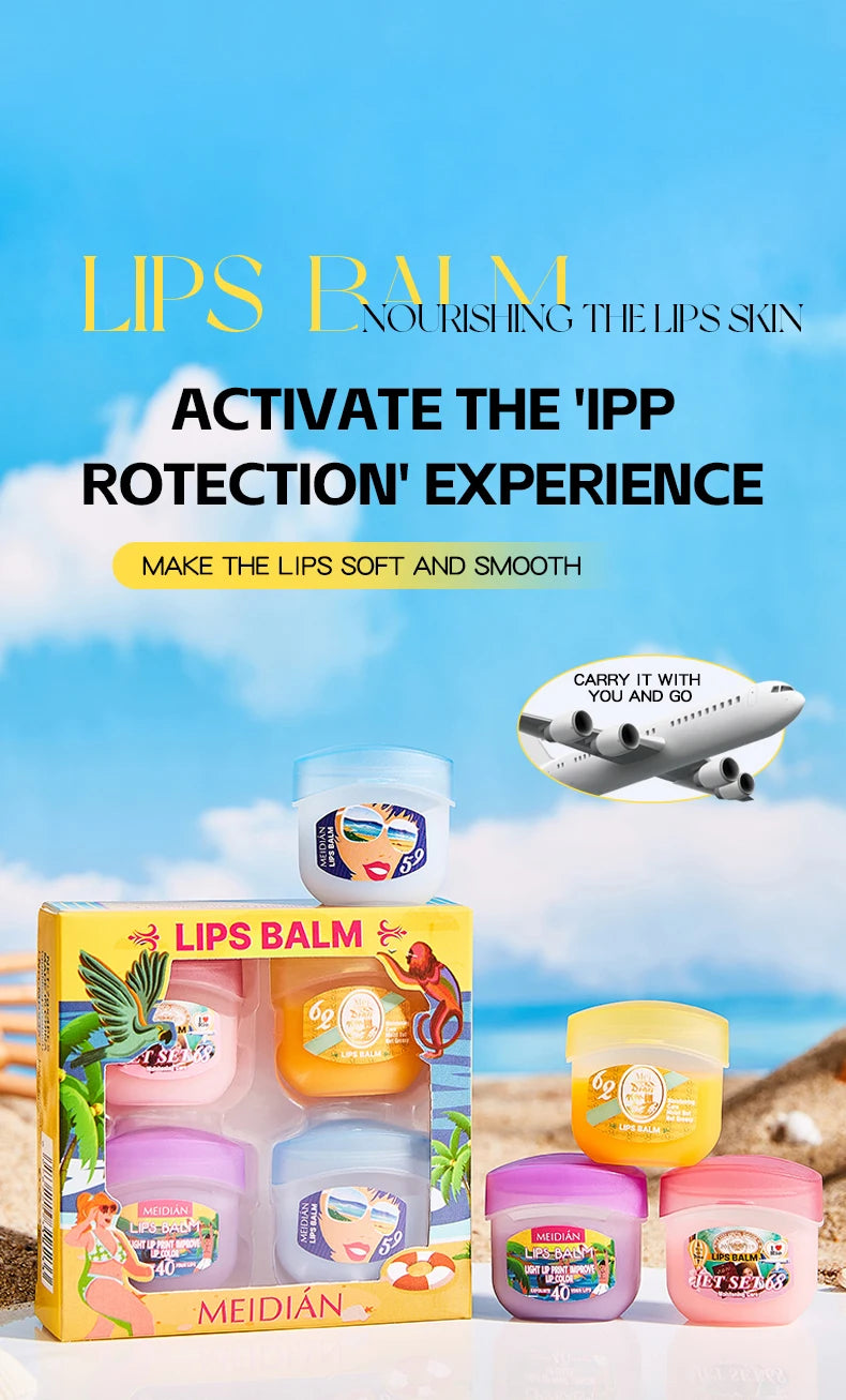 Meidian Fruity Lip Balm Set Moisturizing Lip Care Treatment - 7