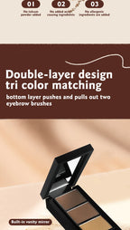 O'CHEAL Three Color Eyebrow Powder Waterproof Makeup Palette