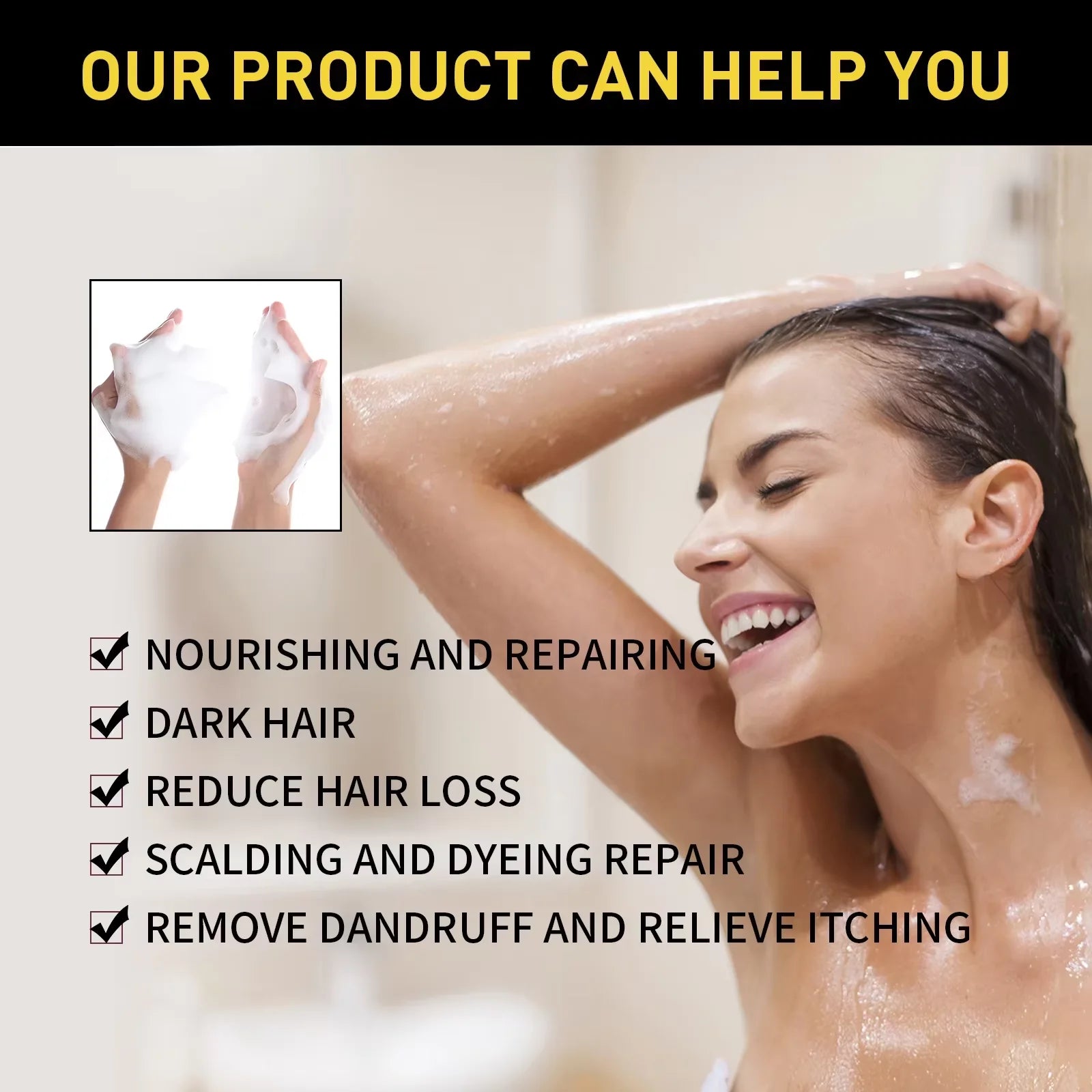 100ml 3 in 1 Herbal Hair Dye Shampoo for Gray Hair Coverage