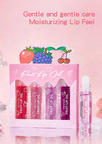 4 Piece Fruit Lip Oil Set Moisturizing Gloss for Dry Lips