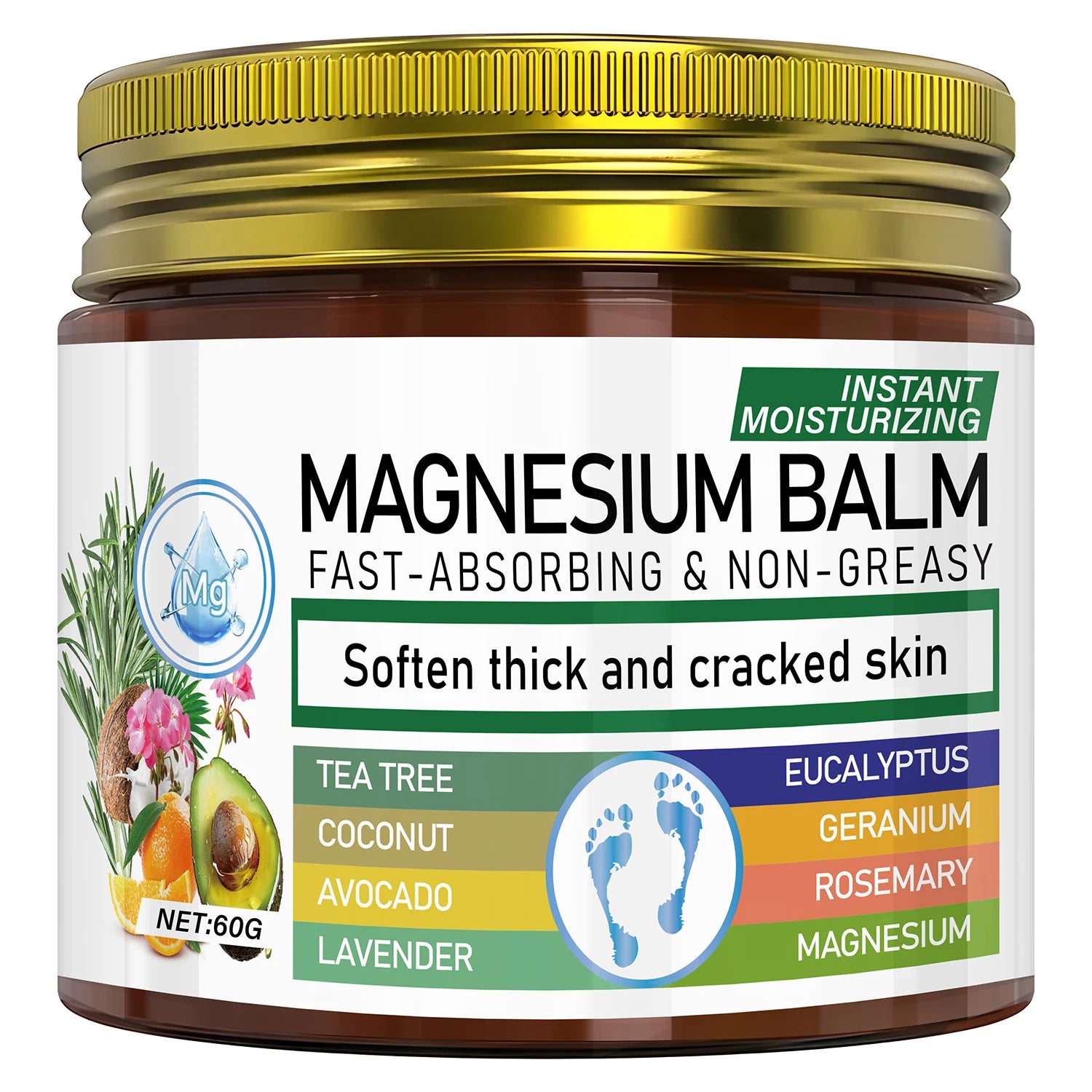 Magnesium Body Balm Fast Absorbing Cream for Dry Cracked Skin - 9