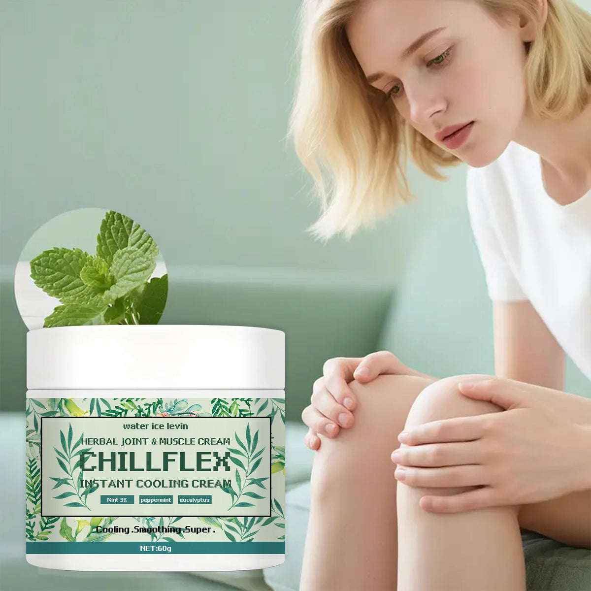 Water Ice Levin Chillflex Herbal Cooling Cream for Joint Muscle Relief