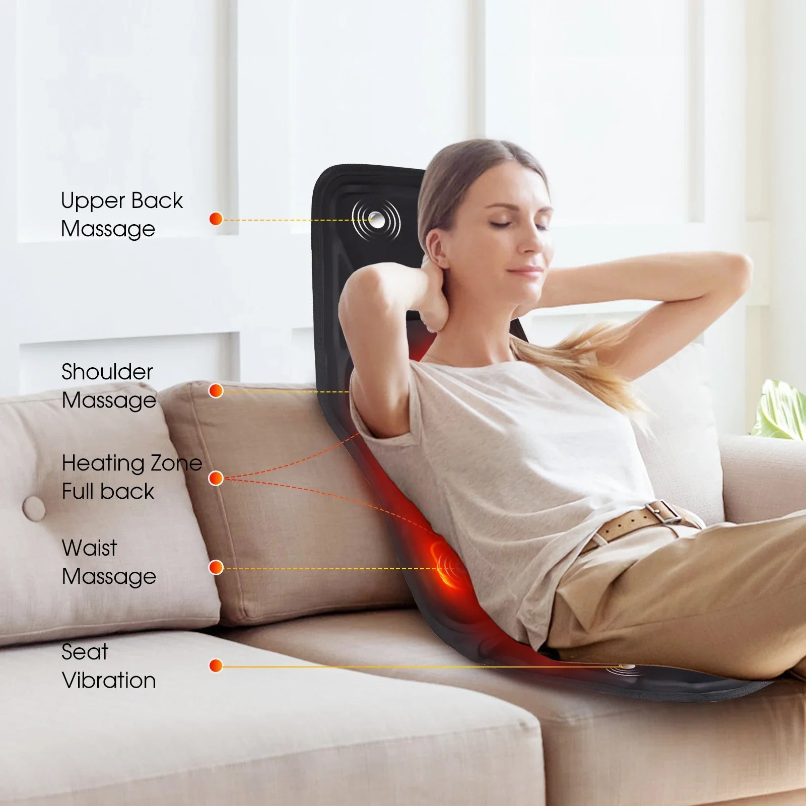 Full Body Vibrating Massage Chair Cushion with Heat - 2