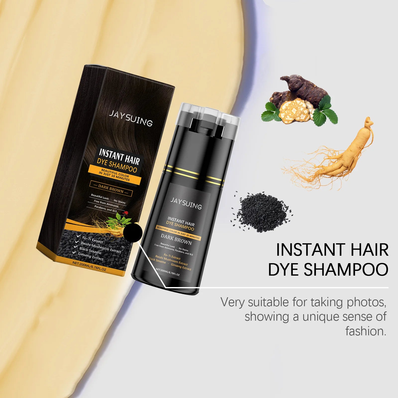 Polygonum Multiflorum 200ml Hair Dye Shampoo - 11