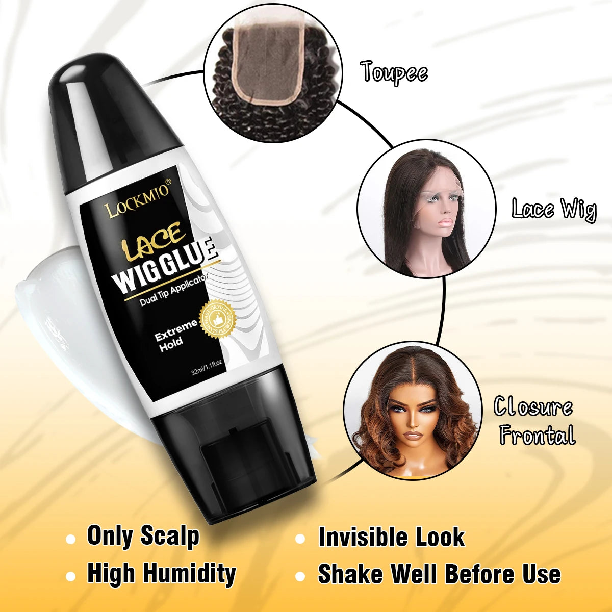 Lace Wig Glue Adhesive and Remover Set with Dual Ended Applicator - 3