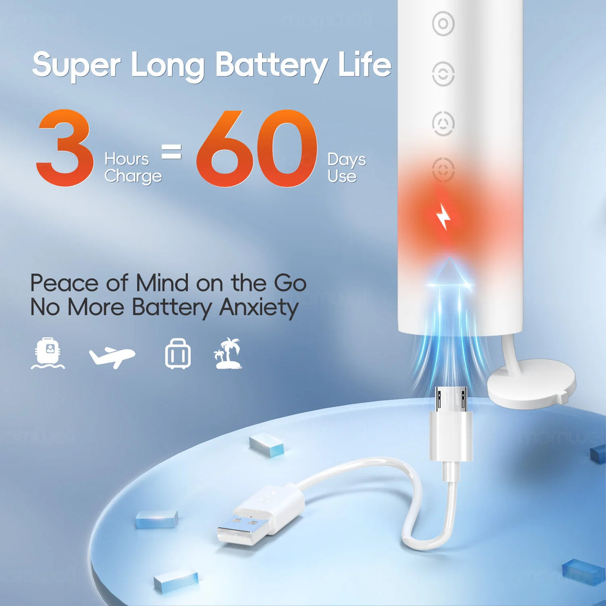 Rechargeable Sonic Electric Toothbrush with 6 Cleaning Modes