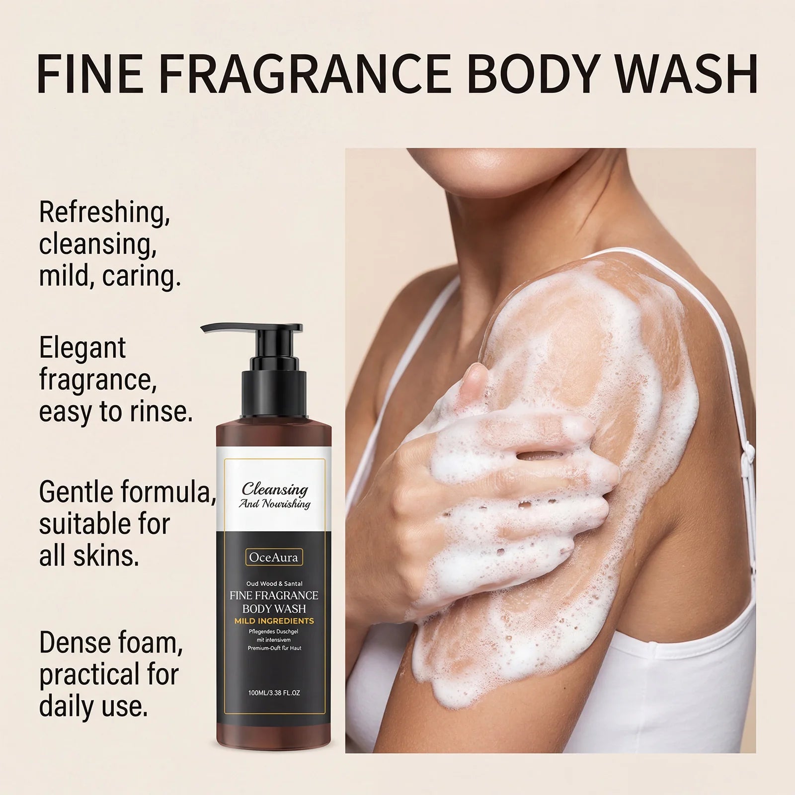 Oud Wood and Santal Fragrance Body Wash Cleansing and Nourishing Gel - 4