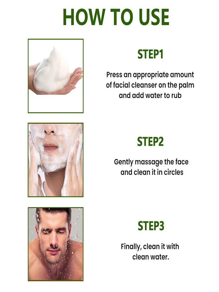 Water Ice Levin Mens Facial Cleanser Oil Control Deep Pore Face Wash - 7