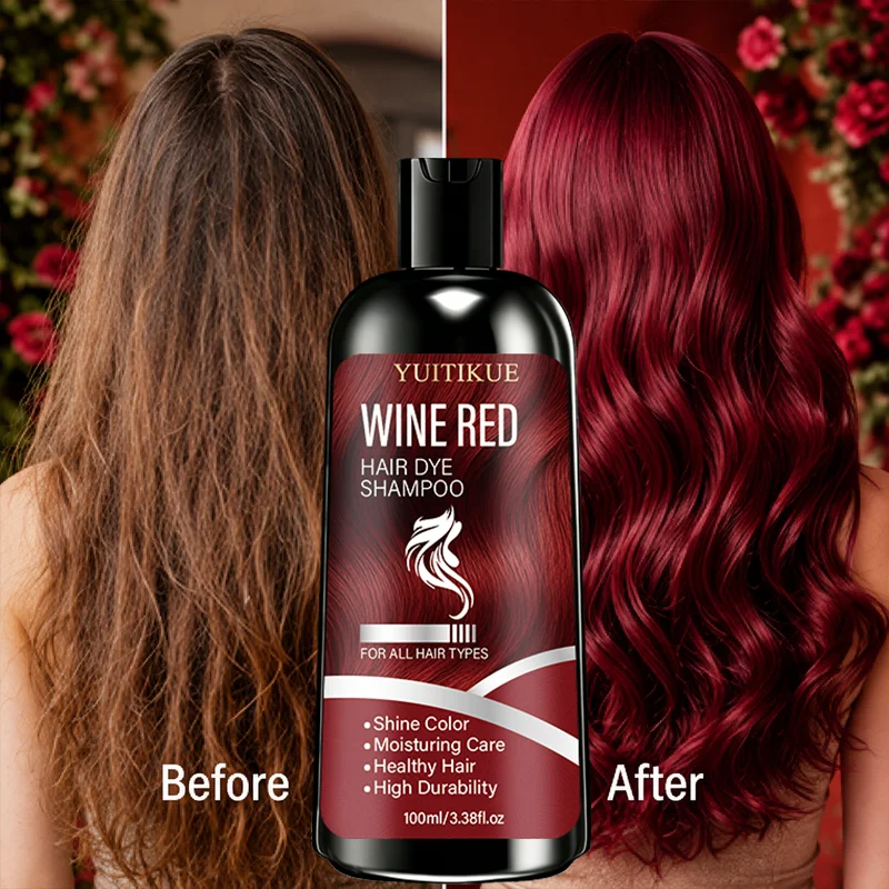 100ml Wine Red Hair Dye Shampoo Moisturizing Color Lock