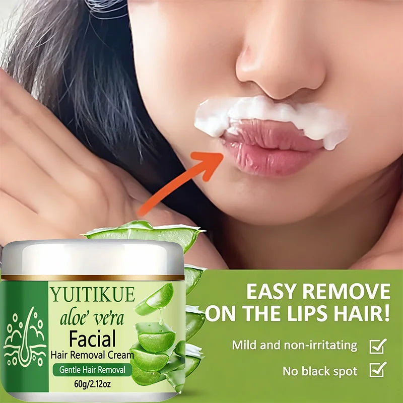 YUITIKUE Aloe Vera Facial Hair Removal Cream Gentle Smooth Skin 60g