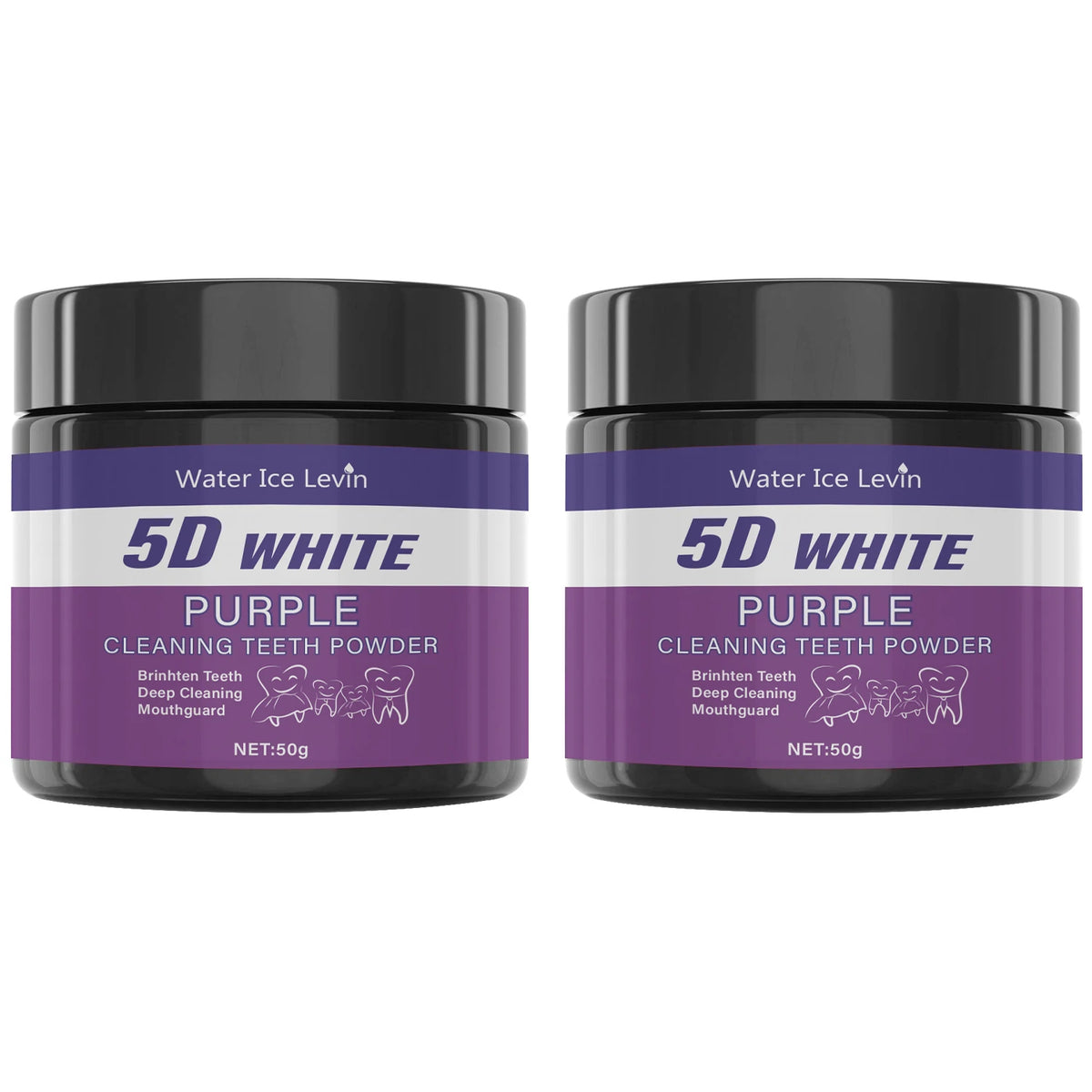 Purple Teeth Whitening Powder Charcoal Stain Remover for Brighter Smile