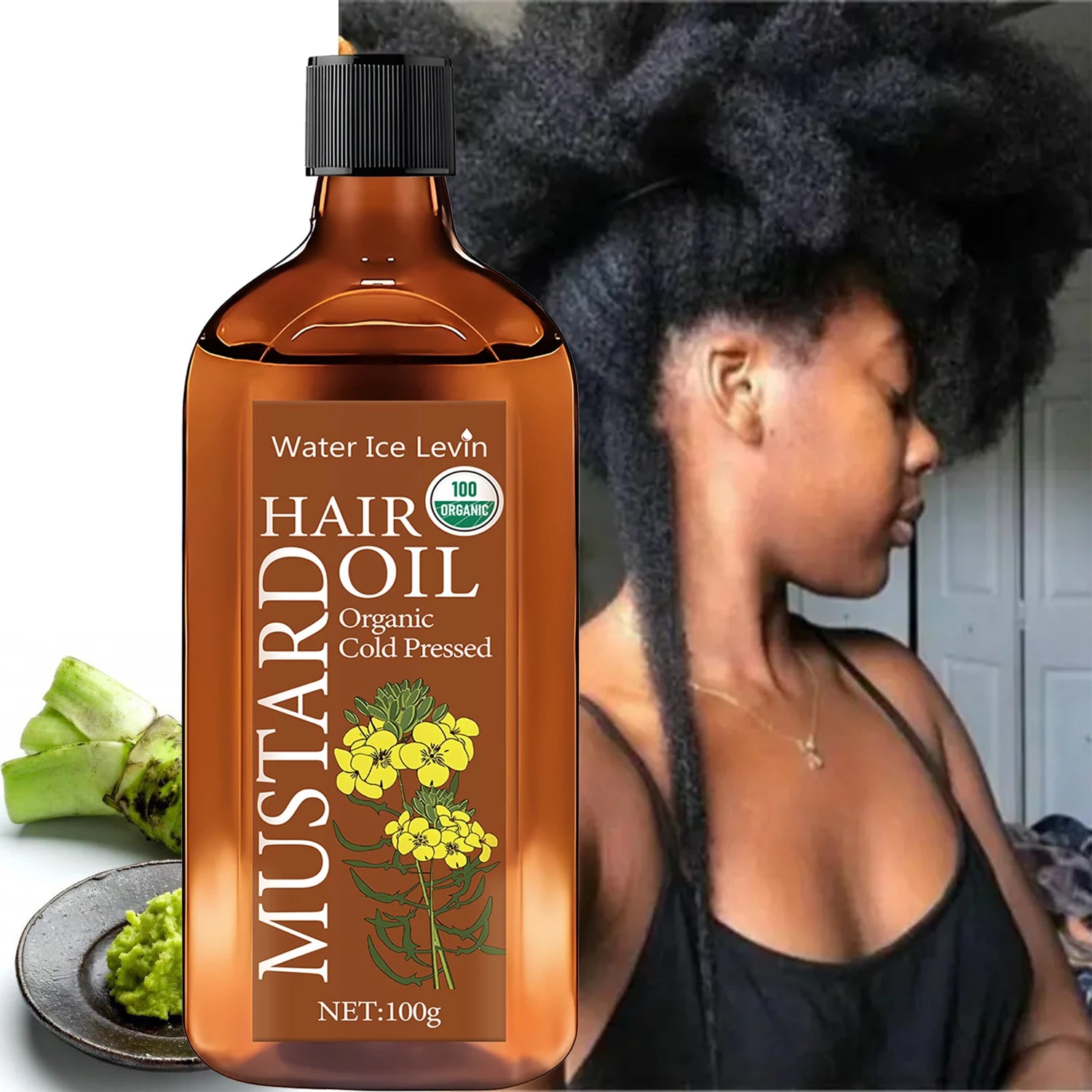 Organic Cold Pressed Mustard Hair Oil with Hyaluronic Acid 100g