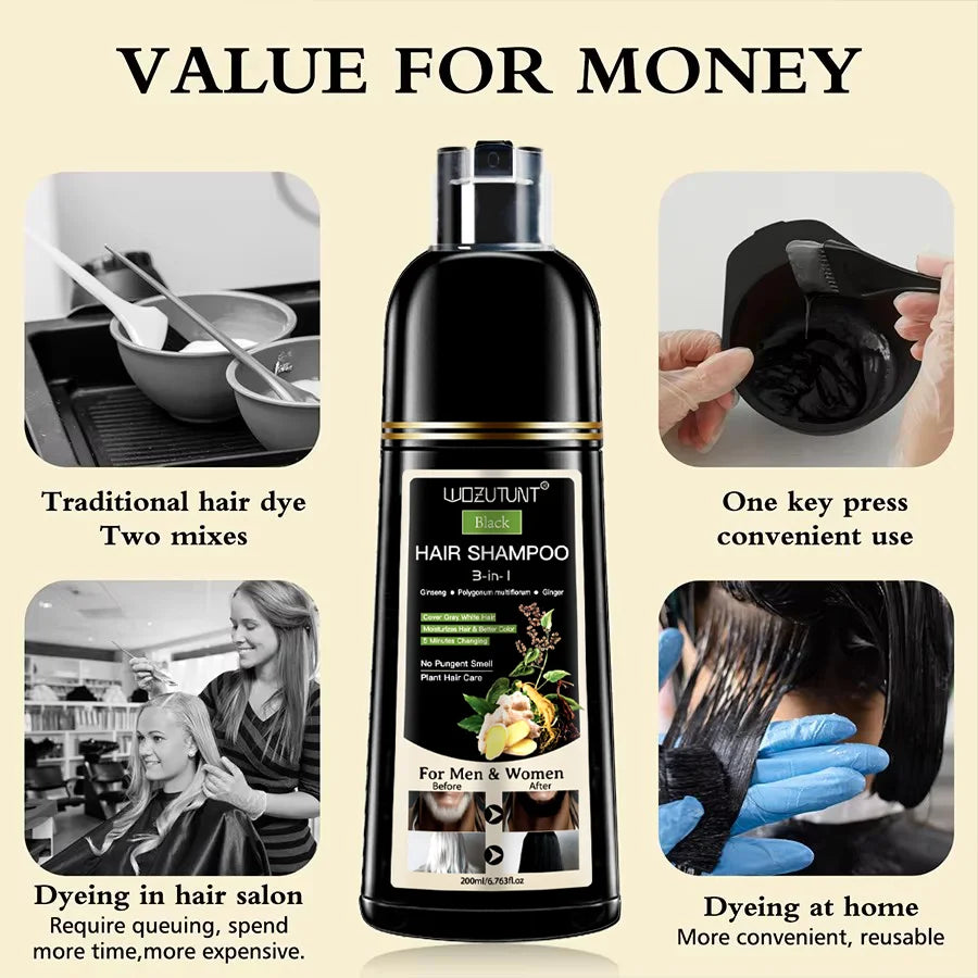 200ml 3 in 1 Herbal Hair Dye Shampoo for Men and Women