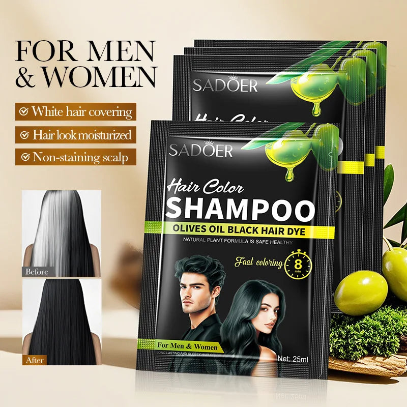 Argan Oil Hair Color Shampoo 4 in 1 Plant Extract Unisex Coloring - 2