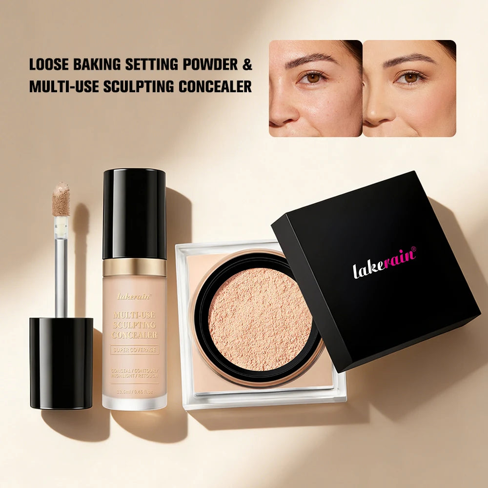 Face Concealer and Matte Setting Powder Makeup Set
