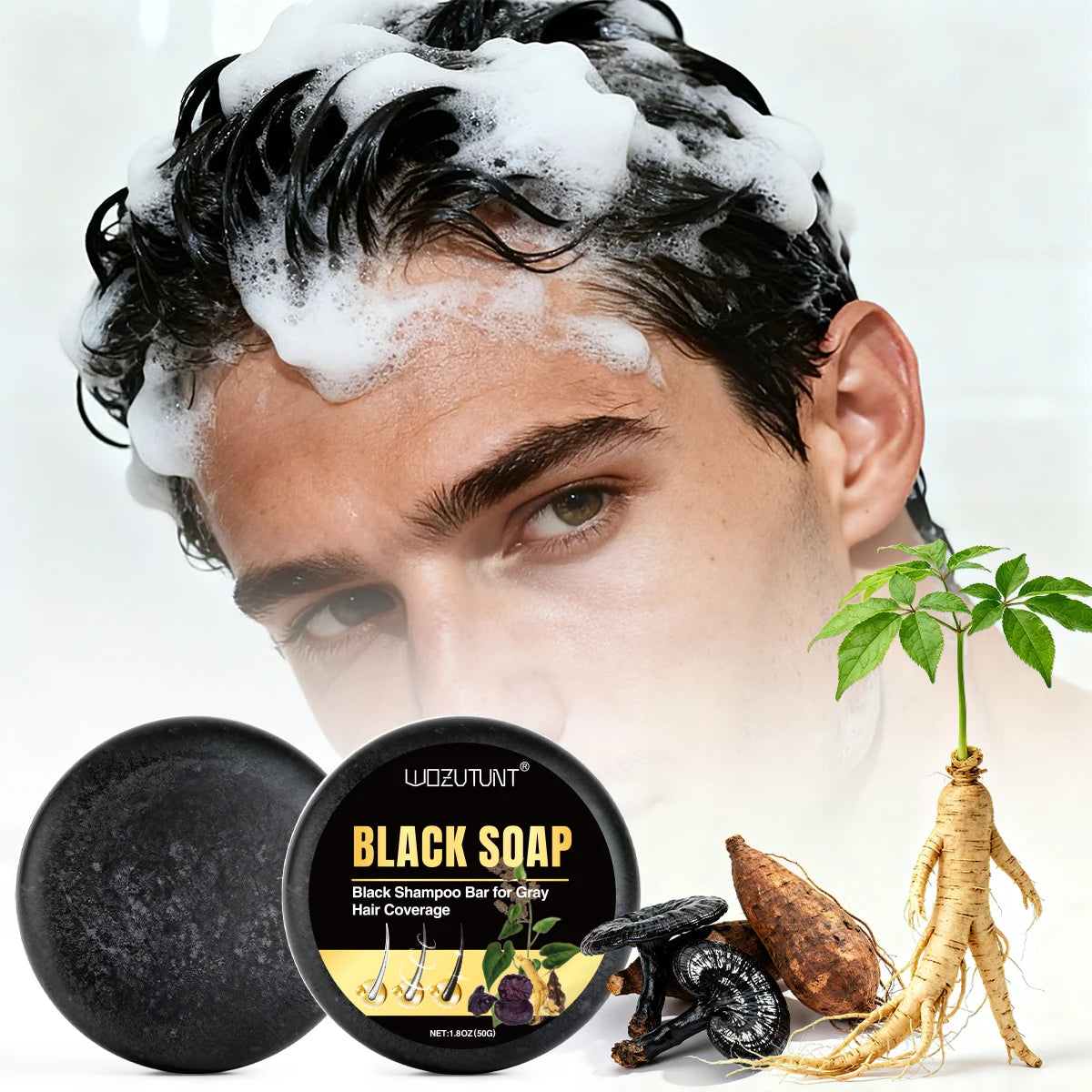3 in 1 Black Hair Dye Shampoo and Soap for Gray Hair Coverage - 7