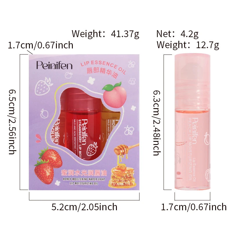 3 Pack Fruity Lip Oil Set Moisturizing Gloss and Hydrating Lip Balm