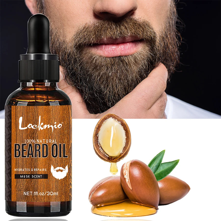 Lockmio Men Beard Oil and Grooming Brush Set Musk Scent - 10