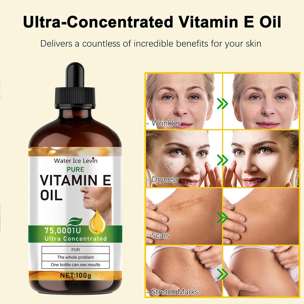 Natural Vitamin E Oil Moisturizing Skin Care Serum for Face and Body
