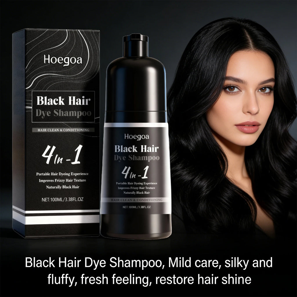 4-in-1 Black Hair Dye Shampoo for Gray Coverage