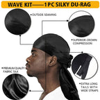 Shea Butter Hair Pomade with Wave Brush and Silk Rag Cap Set