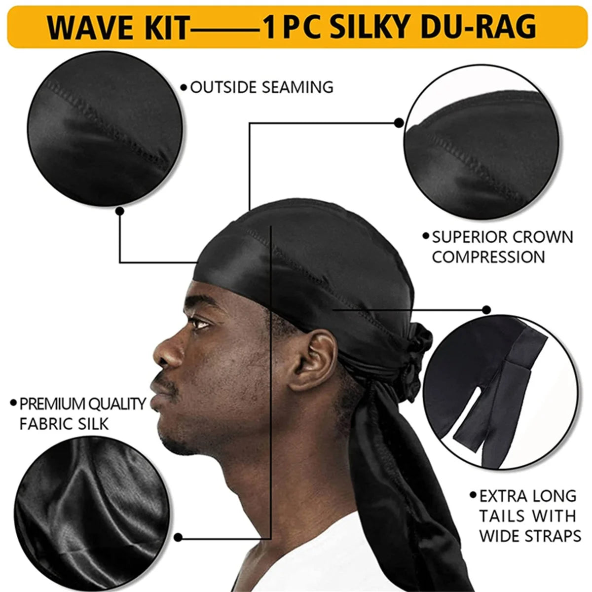 Shea Butter Hair Pomade with Wave Brush and Silk Rag Cap Set