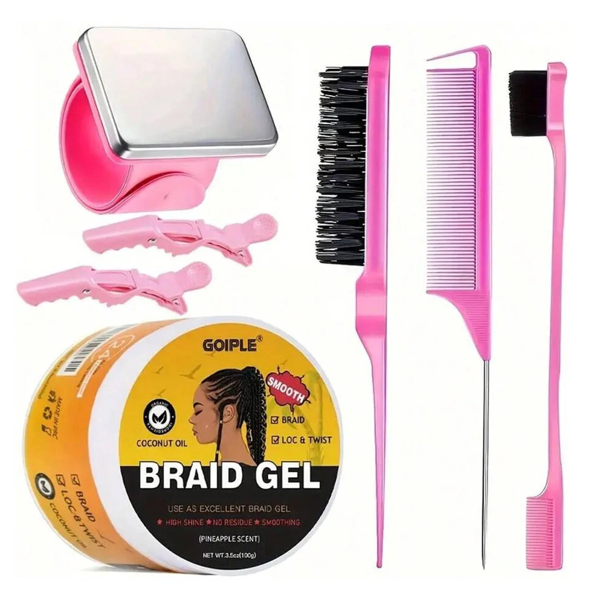 Strong Hold Braid Gel Hair Styling Wax Kit for Twists Locs and Edges