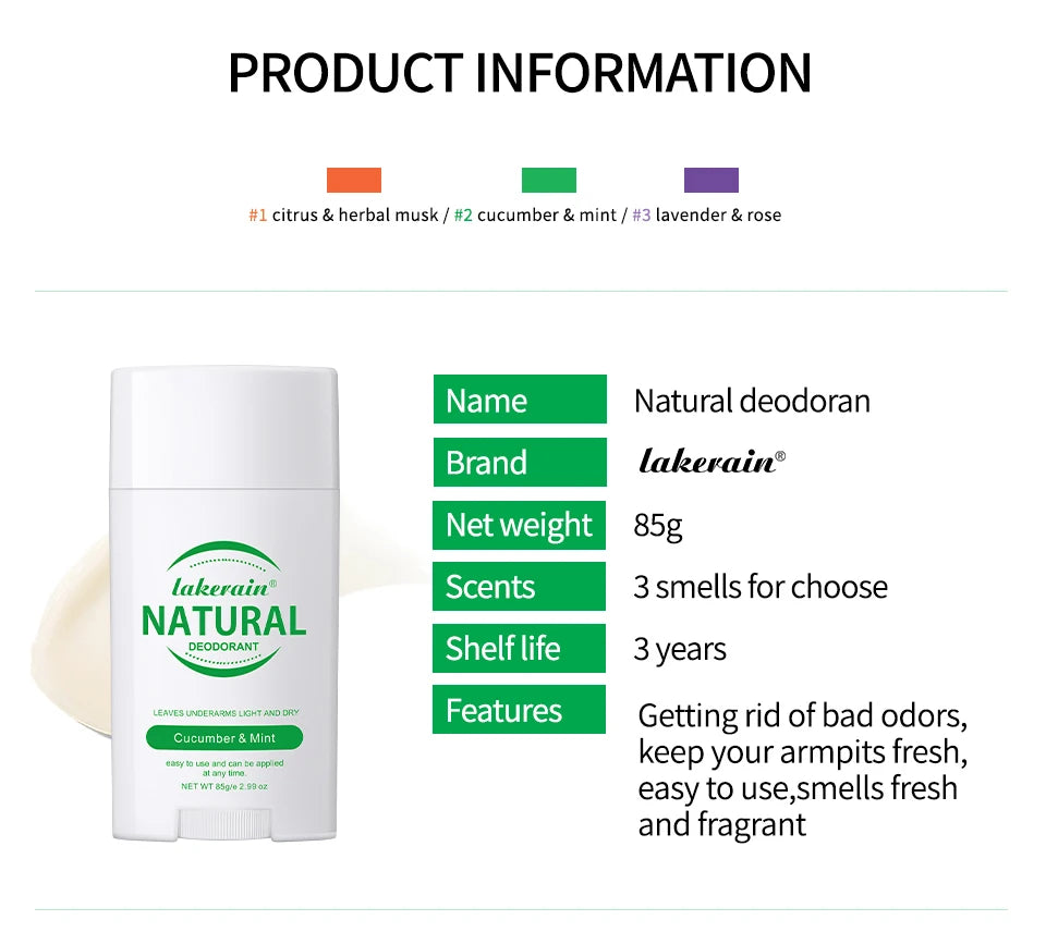 Natural Solid Deodorant Stick for Long-Lasting Freshness