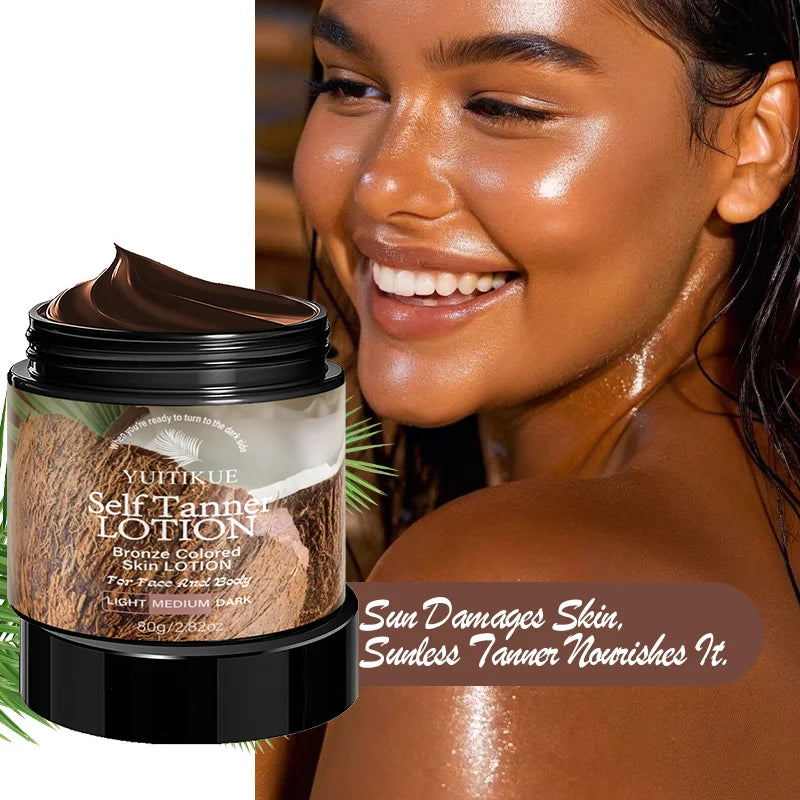 YUITIKUE Coconut Self Tanner Lotion Medium Bronze Sunless Tanning Cream