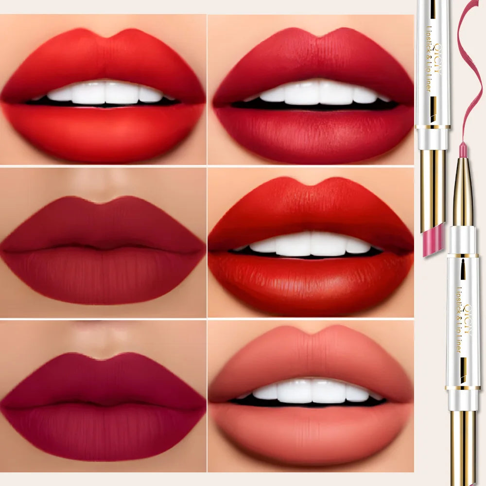 QICIY Dual Ended Lipstick and Lip Liner Long Lasting Waterproof Makeup