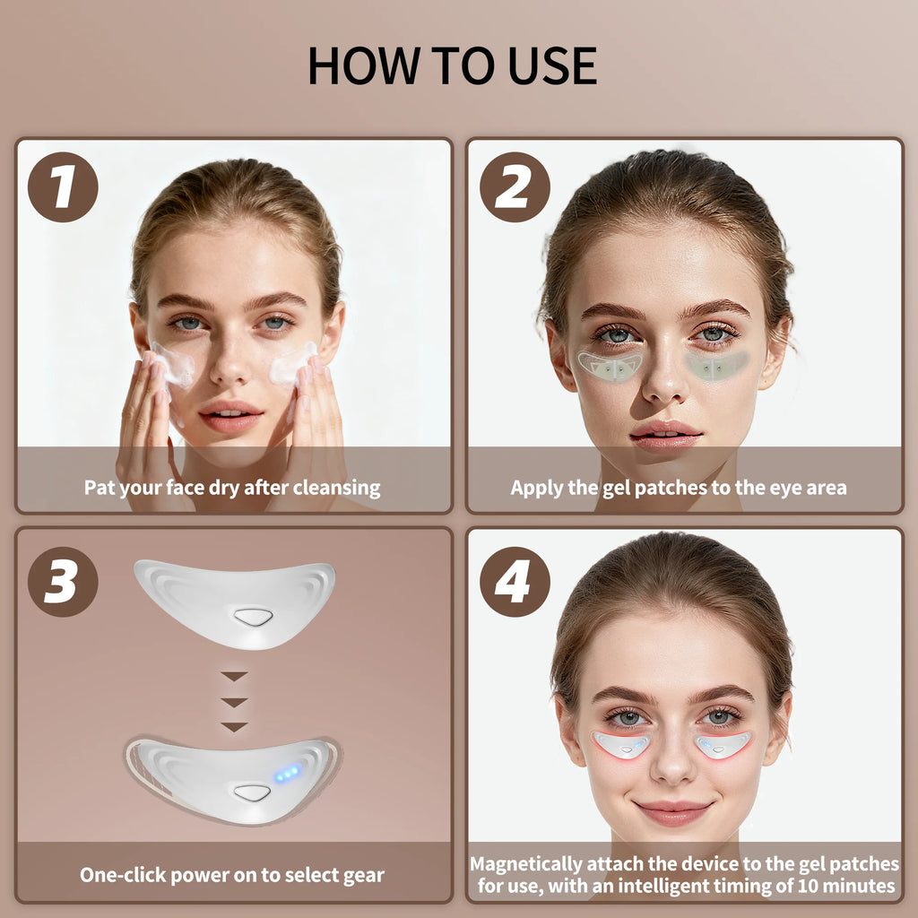 Red Light Microcurrent Eye Massager for Dark Circles